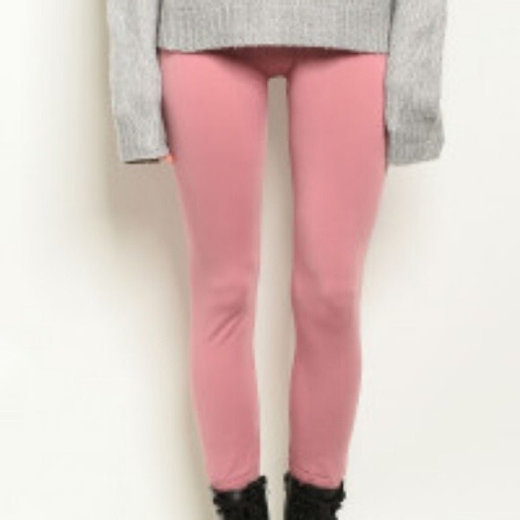 Mauve Fleece High Waisted leggings - Picture 4 of 4